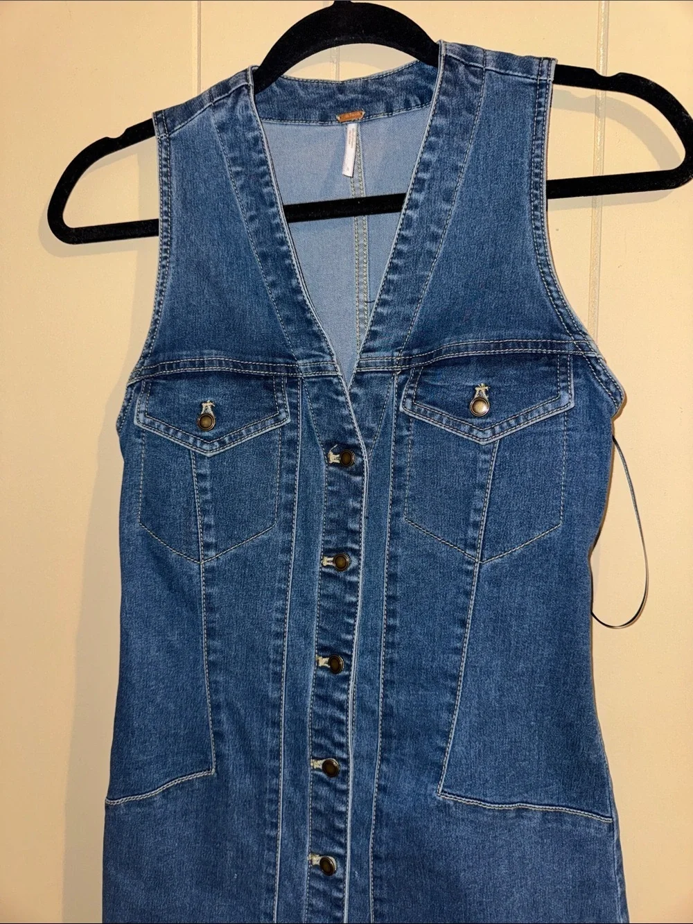 Free People Wandering Star Blue Denim Mini Dress